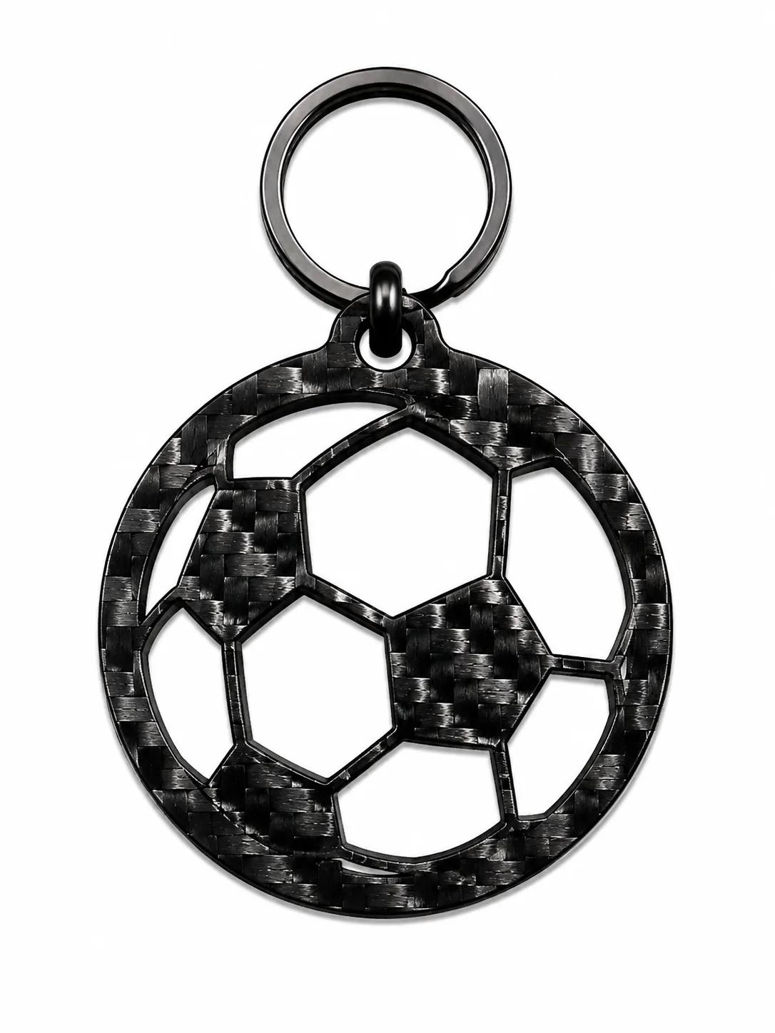 Laser engraved carbon fiber key fob close-up